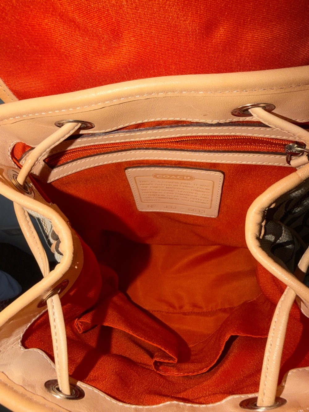 Vintage💕like new! Coach Signature Canvas Backpack with Tan Leather Trim - Picture 17 of 17